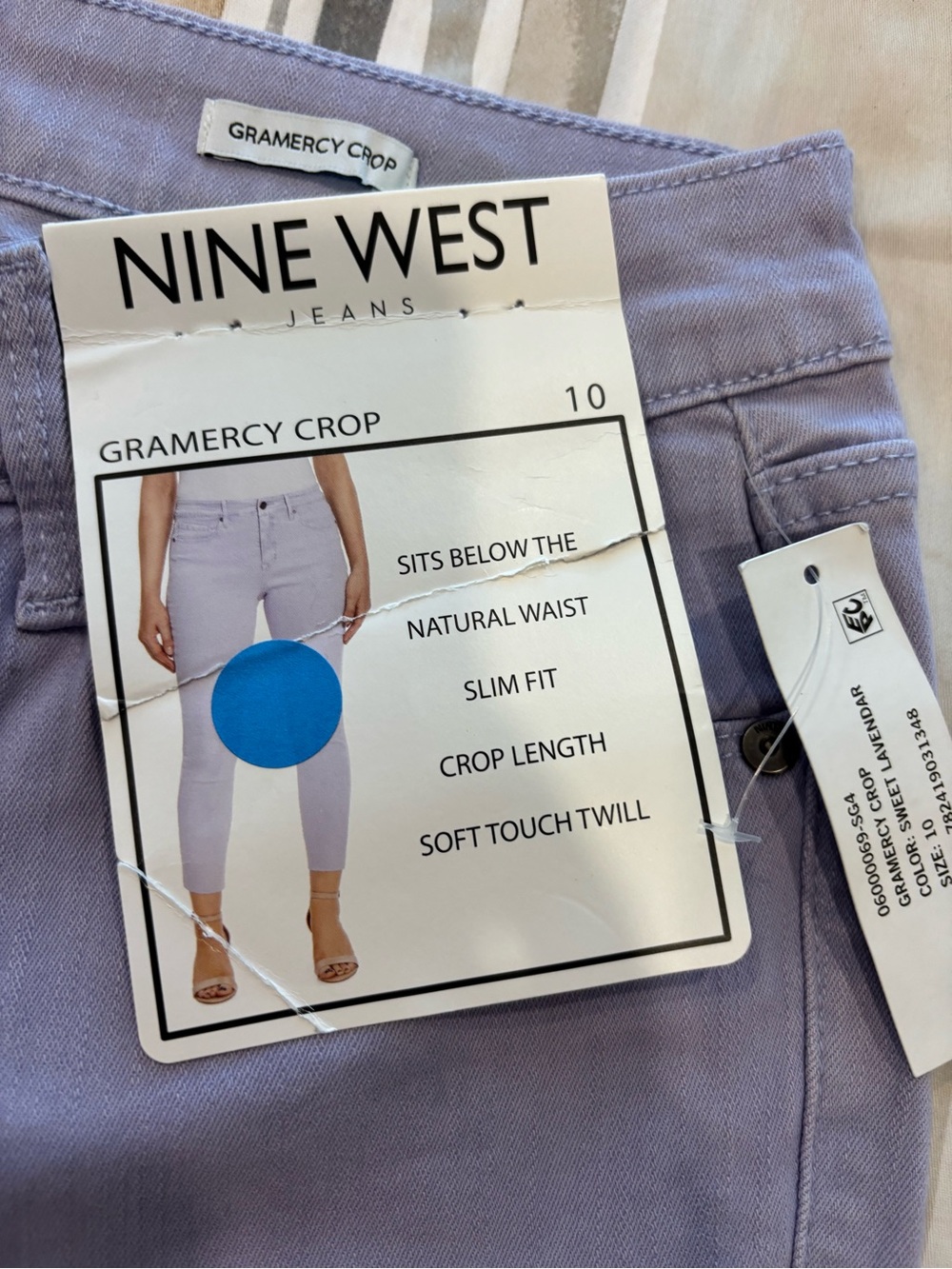 Nine West Gramercy Crop Slim Crop Jeans - Lavender NWT